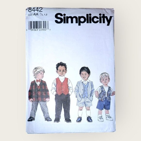 Vintage 1990s Simplicity Sewing Pattern 8442 Toddlers Jacket Vest Pants Shorts - Picture 1 of 2